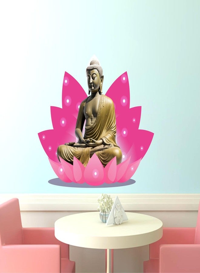 Sticker Yard Meditating Buddha Lotus PVC Vinyl Wall Sticker for Home Decor/Decoration - Living Room, Bedroom, Kids Room (Multicolor, Size: 60X46 CM) - Image 3