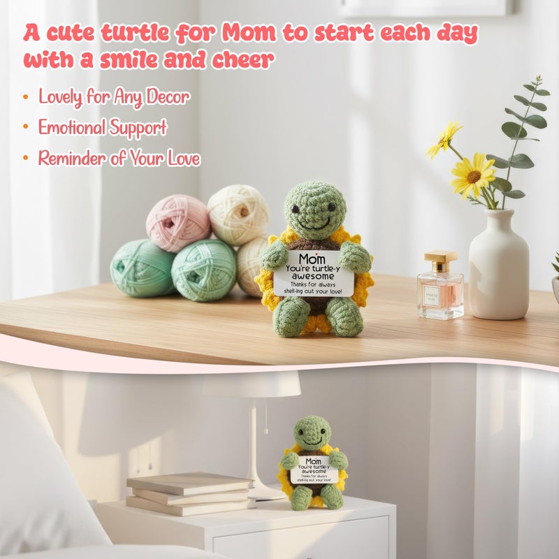 OASSIE Gifts for Mom from Daughter Son - Handmade Positive Crochet Turtle Sunflower - Mothers Day Birthday Gifts for Mom Mother in Law Mama Grandma, Emotional Support Crochet - Image 5
