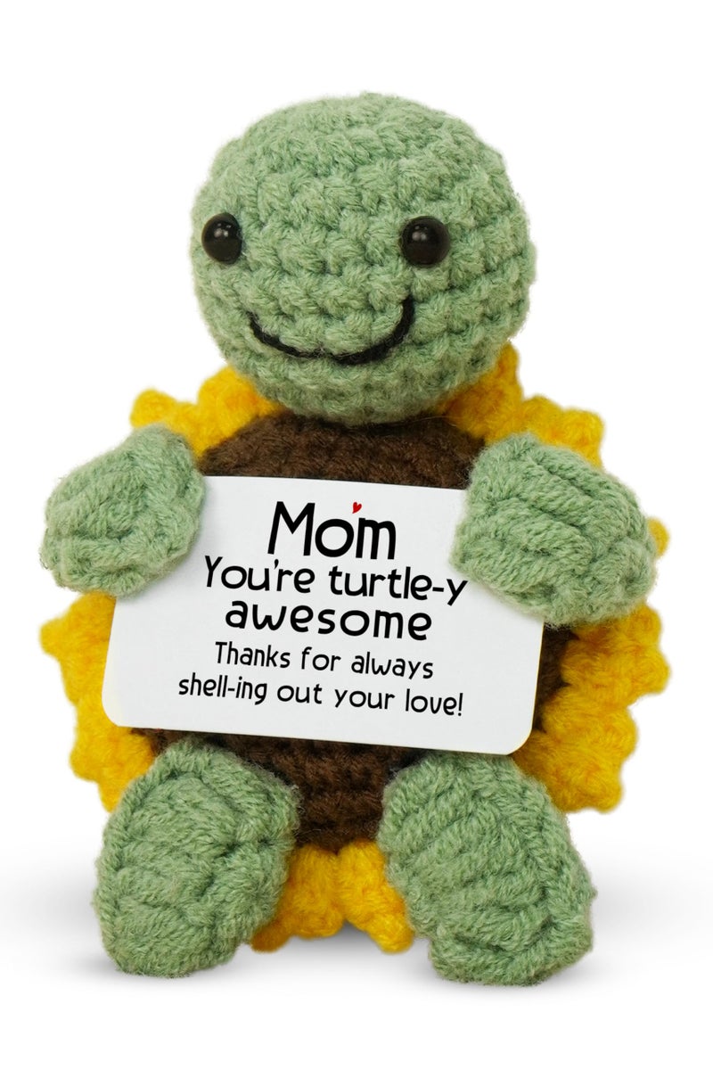 OASSIE Gifts for Mom from Daughter Son - Handmade Positive Crochet Turtle Sunflower - Mothers Day Birthday Gifts for Mom Mother in Law Mama Grandma, Emotional Support Crochet - Image 1