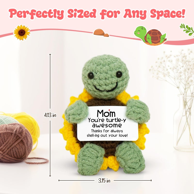 OASSIE Gifts for Mom from Daughter Son - Handmade Positive Crochet Turtle Sunflower - Mothers Day Birthday Gifts for Mom Mother in Law Mama Grandma, Emotional Support Crochet - Image 4