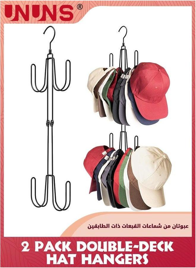 UNUNS 2 Pack Hat Hangers for Closet,Metal Organizer Racks Baseball Caps,Hat Holder Cap Storage,Black  - Image 1