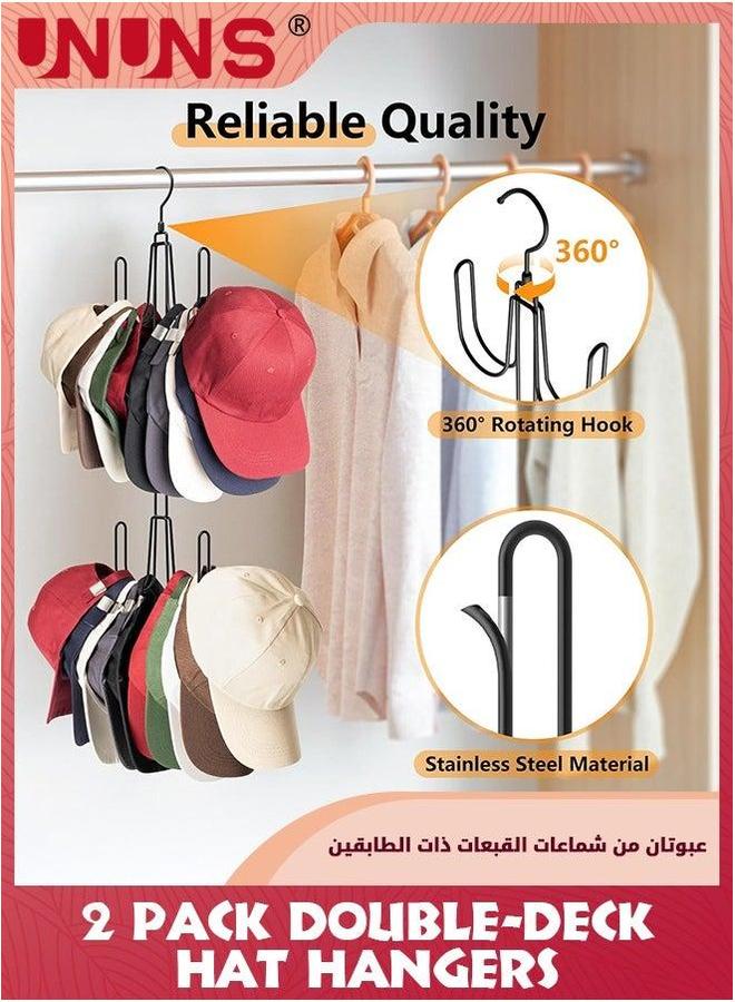 UNUNS 2 Pack Hat Hangers for Closet,Metal Organizer Racks Baseball Caps,Hat Holder Cap Storage,Black  - Image 2