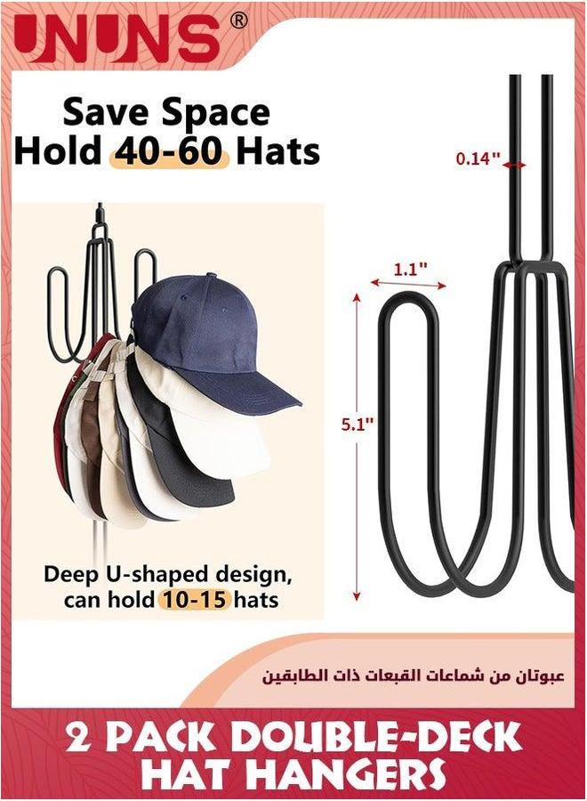 UNUNS 2 Pack Hat Hangers for Closet,Metal Organizer Racks Baseball Caps,Hat Holder Cap Storage,Black  - Image 4