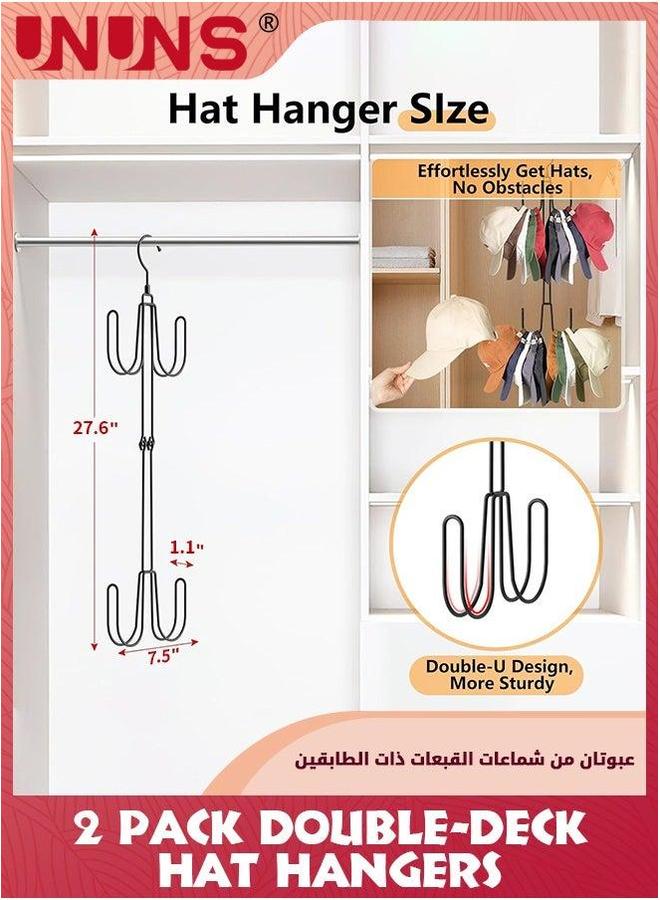 UNUNS 2 Pack Hat Hangers for Closet,Metal Organizer Racks Baseball Caps,Hat Holder Cap Storage,Black  - Image 3