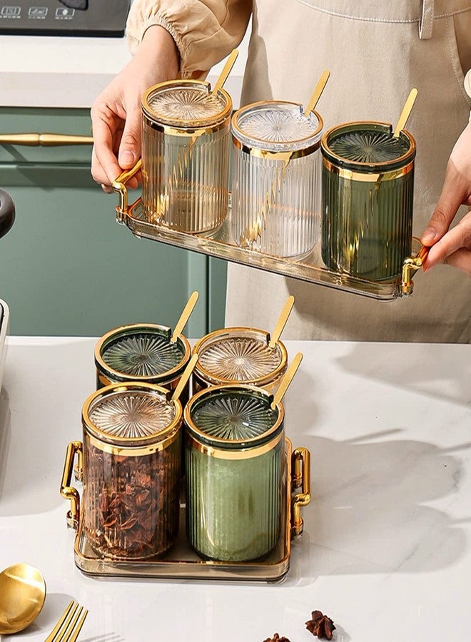NAN Wind Acrylic Condiment Spice Jars,Condiment Spice Box With Lids and Spoons and Tray,Clear Plastic Condiment Canisters,Seasoning Box 4 Pack,Seasoning Box Set for Kitchen to Storage Salt,Paprika,Sugar - Image 5