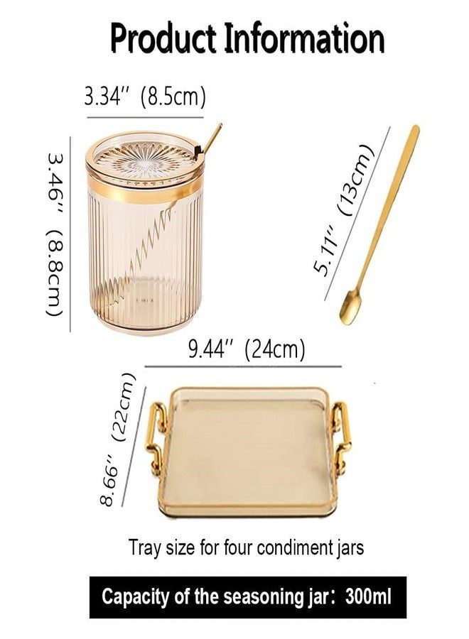 NAN Wind Acrylic Condiment Spice Jars,Condiment Spice Box With Lids and Spoons and Tray,Clear Plastic Condiment Canisters,Seasoning Box 4 Pack,Seasoning Box Set for Kitchen to Storage Salt,Paprika,Sugar - Image 4