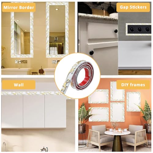 Supvox® 9.8ft Golden Metal Trim Strip, 3D Embossing Tape for Wall Ceiling Floor Cabinet Tile Edge Moulding, Peel and Stick Self-Adhesive Design - Image 5