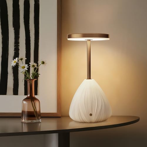 RONDURE 10.6" Ceramic Cordless Table Lamp, Portable Rechargeable Table lamp, Touch Dimmable Warm Ambient Lighting for Living Room, Bedroom, Dining Room, Fast Charging & Long Lasting - Image 1