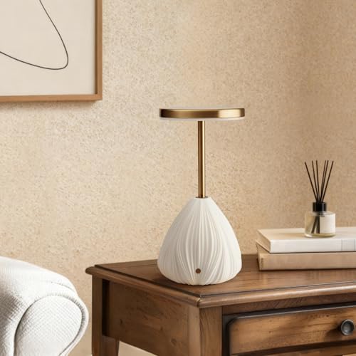 RONDURE 10.6" Ceramic Cordless Table Lamp, Portable Rechargeable Table lamp, Touch Dimmable Warm Ambient Lighting for Living Room, Bedroom, Dining Room, Fast Charging & Long Lasting - Image 2
