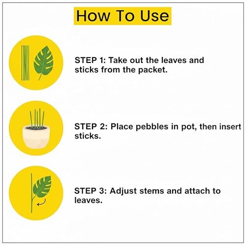 Go Hooked Artificial Indoor Plant with Complimentary Pot and Pebbles | 12 Patterned Leaves, Monstera Green Plants | Decorative Potted Plant for Home Decor, Living Room & Office Desk (Design 5) - Image 5