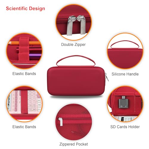 Elonbo Carrying Case for Casio fx-CG50 PRIZM/fx-9750GIII Color Graphing Calculator/ 991ES Plus/ 991CW/ 115ES Plus/ 300ES/ 300MS Standard Advanced Scientific Calculator, Mesh Pocket Fits Cable, Red - Image 4