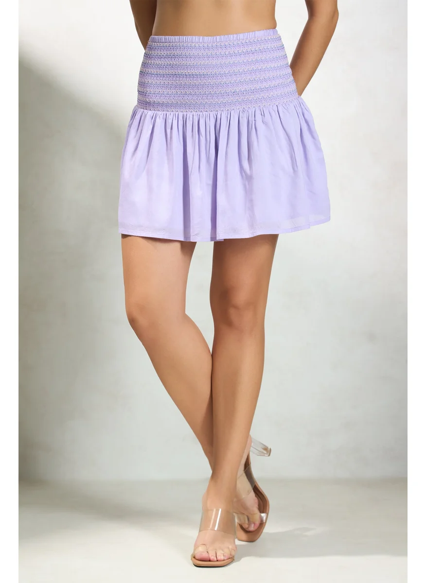 فيرجيو Virgio Women Viscose Mini Length Solid Skirt