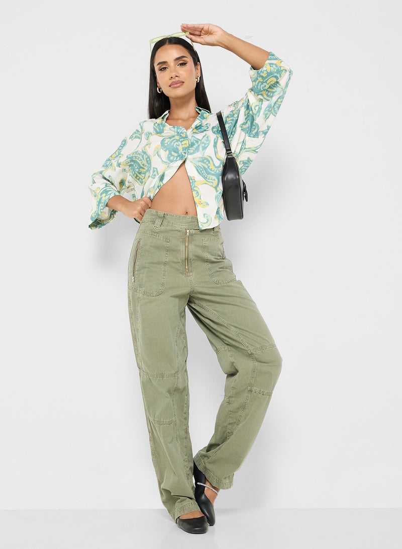 جينجر قميص فضفاض مطبوع بالزهور بأزرار - Image 4