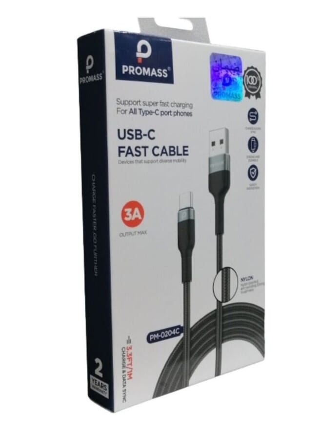 PROMASS كابل شحن ونقل بيانات أصلي نوع C من القماش يدعم الشحن السريع بطول 1 متر - Image 3