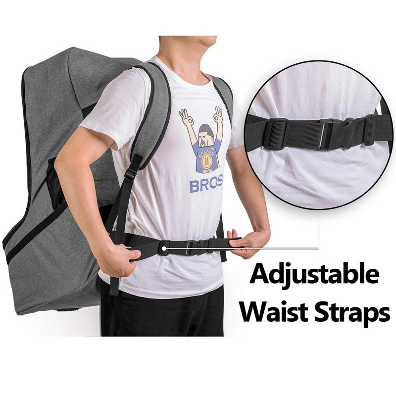 LUXJA Car Seat Travel Bag, Airplane Bag with Padded Backpack Straps and Adjustable Waist Straps for Travel (Fits Most Major Car Seat), Gray - Image 3
