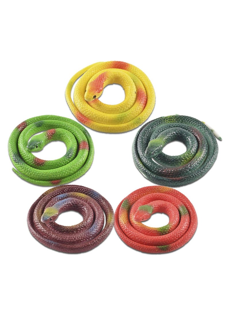 5-Piece Realistic Fake Snakes Toy Set, Fake Snake Prank Rubber Snake, Props Scary Snake Toy, Fake Snake Tricky Toy, Reptile Model Toy 