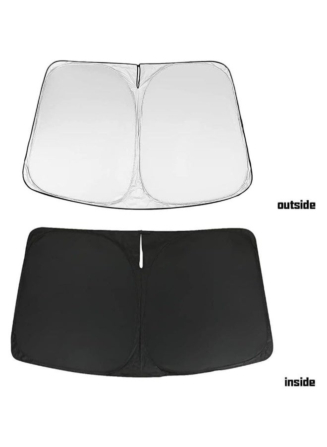 Foldable Car Windshield Sunshade Silver 145x80 Cm With Storage Pouch Front Windshield Reflective Sunshad Car Front Window Blocks UV Rays And Sun Heat Protection Keeps Veh - Image 3