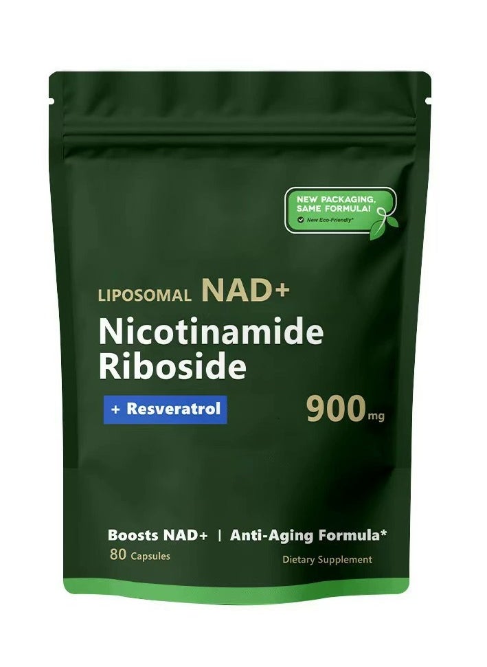 NAD High Purity NAD Supplement True NAD Plus Supplement Resveratrol for Anti-Aging, Energy, Focus DNA Repair and Boost NAD+ for Cellular Energy Metabolism 80 Capsules/Bag  - Image 3