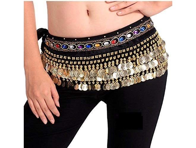 Belly Dance Hip Scarf Waist Belt with Gold Coins for Women and Girls