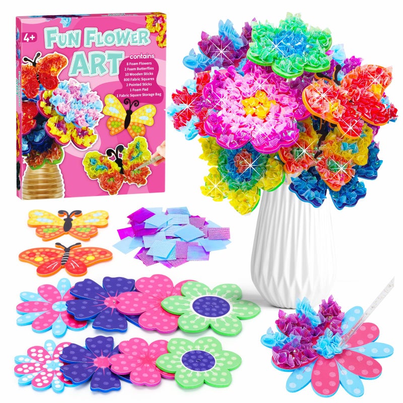 MUNDIDO Poke in Fun Art Flower Bouquet Mess Free Paper Craft Kits for Kids DIY Creative Activity Gifts for 6 7 8 9 10 Year Old Girls Birthday Gifts for Girls Boys Age 512 Easter Basket Stuffers - Image 2