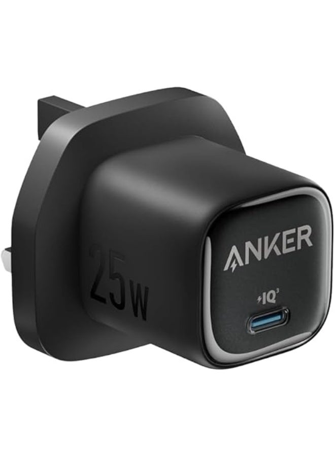أنكر Anker 25W USB C Charger Block, Compact and Foldable, Supports PPS Fast Charging for Galaxy S24/Z Fold/Z Flip/Tab, iPhone, iPad and More (Black) - Image 1