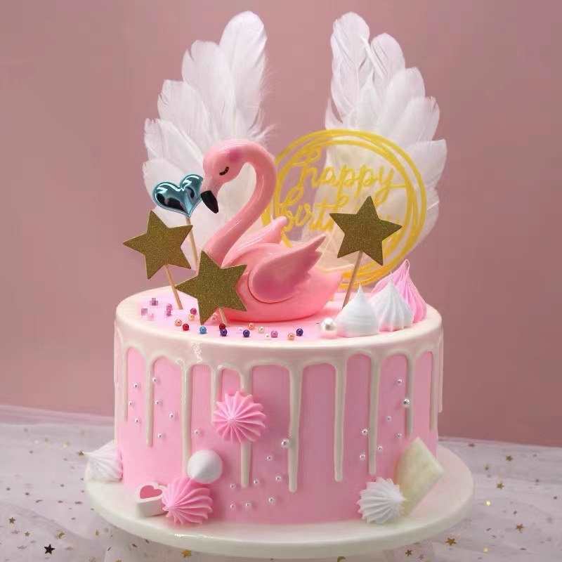 Cake Decoration Colorful Feather Lamp String Birthday Cake Decoration Feather Lamp Combination Birthday Plug - Image 3