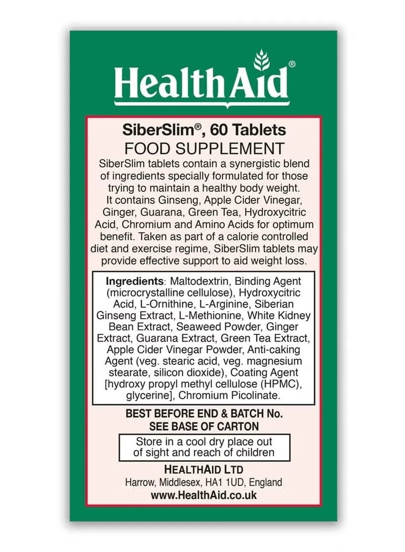 Health Aid  Siberslim Ginseng Complex 60 tab - Image 2