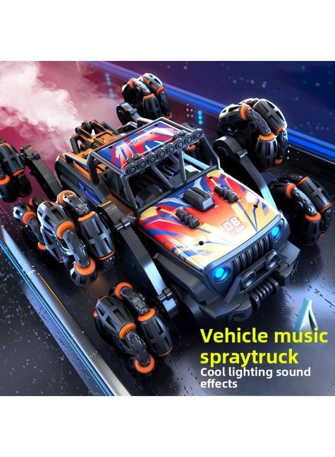 Product Alloy Off-road Eight-wheel Swing Arm Stunt Remote Control Car Gesture Induction Spray Drift Children's Remote Control Stunt Car-Color:Alloy Off-road Six-wheel Stunt Car [blue-handle + Gesture Remote Control]-Scale:Standard With One Battery