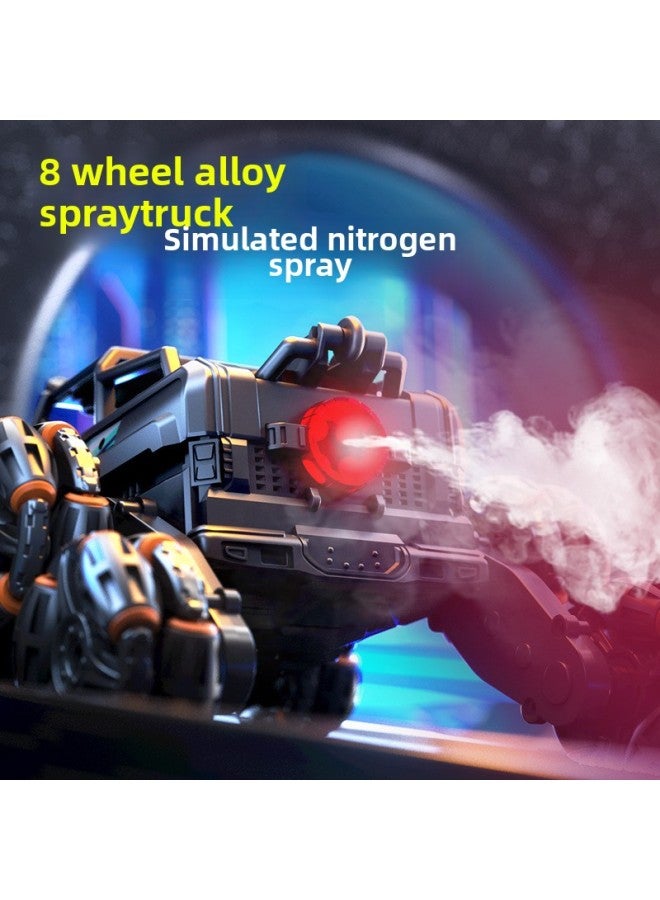 Product Alloy Off-road Eight-wheel Swing Arm Stunt Remote Control Car Gesture Induction Spray Drift Children's Remote Control Stunt Car-Color:Alloy Off-road Six-wheel Stunt Car [blue-handle + Gesture Remote Control]-Scale:Standard With One Battery