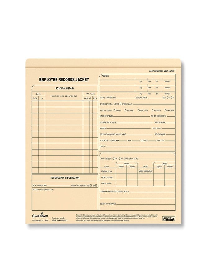 ComplyRight Employee Records Folder, Letter Size, Pack of 25 (A5001) - Image 1