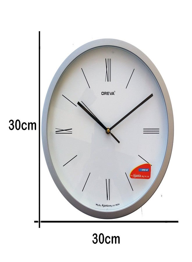 Oreva Roman Figure Round Plastic Analog Abstract Wall Clock (30x 4.5X 30 cm, Silver, AQ-1457) - Image 4