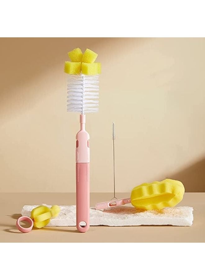 TEN-M JOURNEY Premium 4-in-1 Milk Bottle Cleaning Set Soft Baby Bottle Brush with Sponge Top, Nipple & Straw Brushes - Complete Solution for Safe & Hygienic Bottle Cleaning - BPA-Free, Easy-to-Use - Image 1