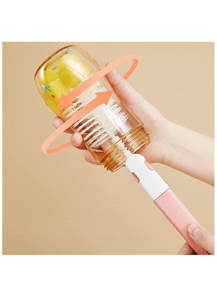 TEN-M JOURNEY Premium 4-in-1 Milk Bottle Cleaning Set Soft Baby Bottle Brush with Sponge Top, Nipple & Straw Brushes - Complete Solution for Safe & Hygienic Bottle Cleaning - BPA-Free, Easy-to-Use - Image 2