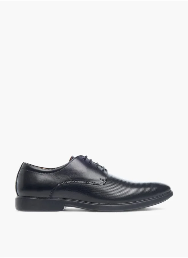 دوتشيني Mens Textured Derby Shoes With Lace-Up Closure