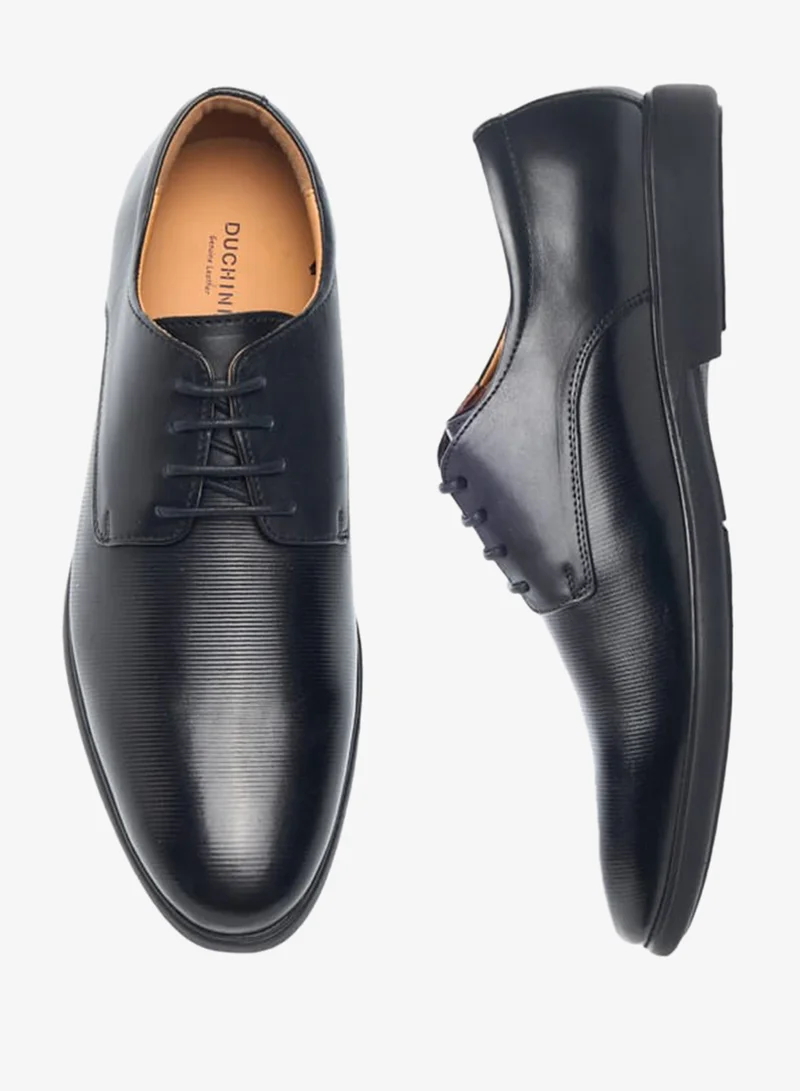 DUCHINI Mens Textured Derby Shoes With Lace-Up Closure