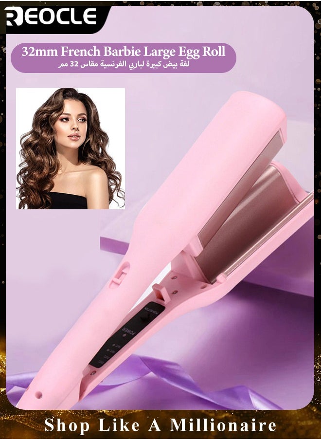 REOCLE - French Curling Irons Hair Curlers Set with 4 Heat Settings Instant Heat Up Dual Voltage Hair Curler for Hair Styling Pink - Image 1