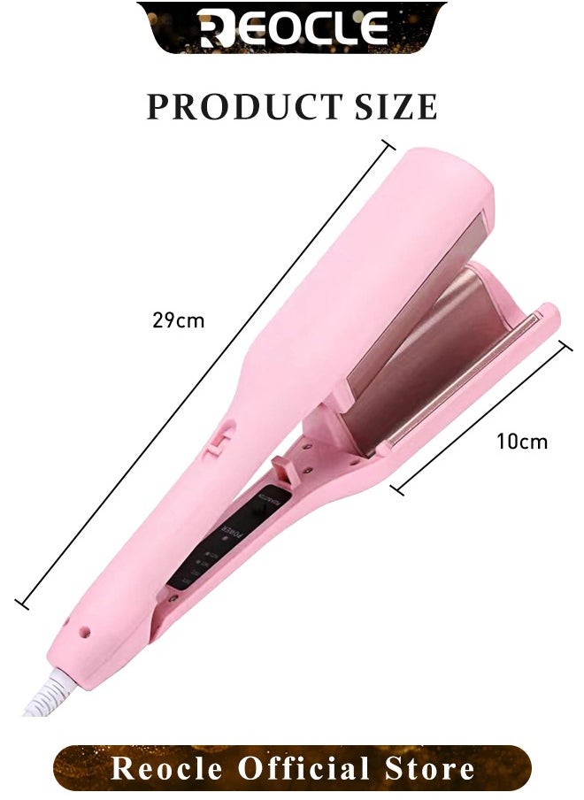 REOCLE - French Curling Irons Hair Curlers Set with 4 Heat Settings Instant Heat Up Dual Voltage Hair Curler for Hair Styling Pink - Image 1