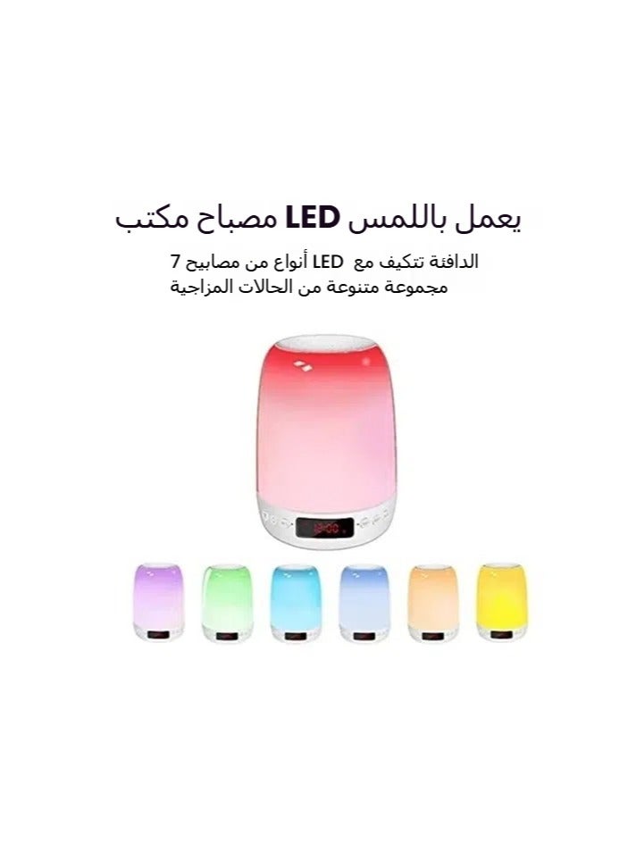 ساعة منبه متعددة الوظائف، مصباح مكتبي، مكبر صوت بلوتوث صغير، صوت محمول لطيف، مضخم صوت، ضوء ليلي ملون إيقاعي - Image 3
