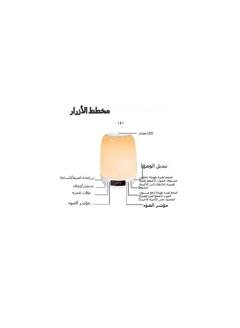 ساعة منبه متعددة الوظائف، مصباح مكتبي، مكبر صوت بلوتوث صغير، صوت محمول لطيف، مضخم صوت، ضوء ليلي ملون إيقاعي - Image 2