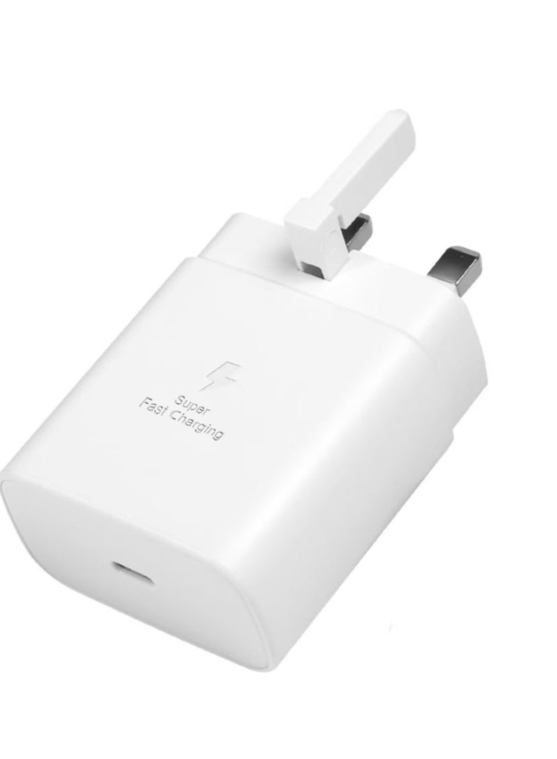 FLOWING Charger Plug For Samsung Galaxy S22 S21 S20 S10 S9 S8 Note 25W Fast Charging USB Type C Also Compatible With Other Type C Devices (WHITE) - Image 1
