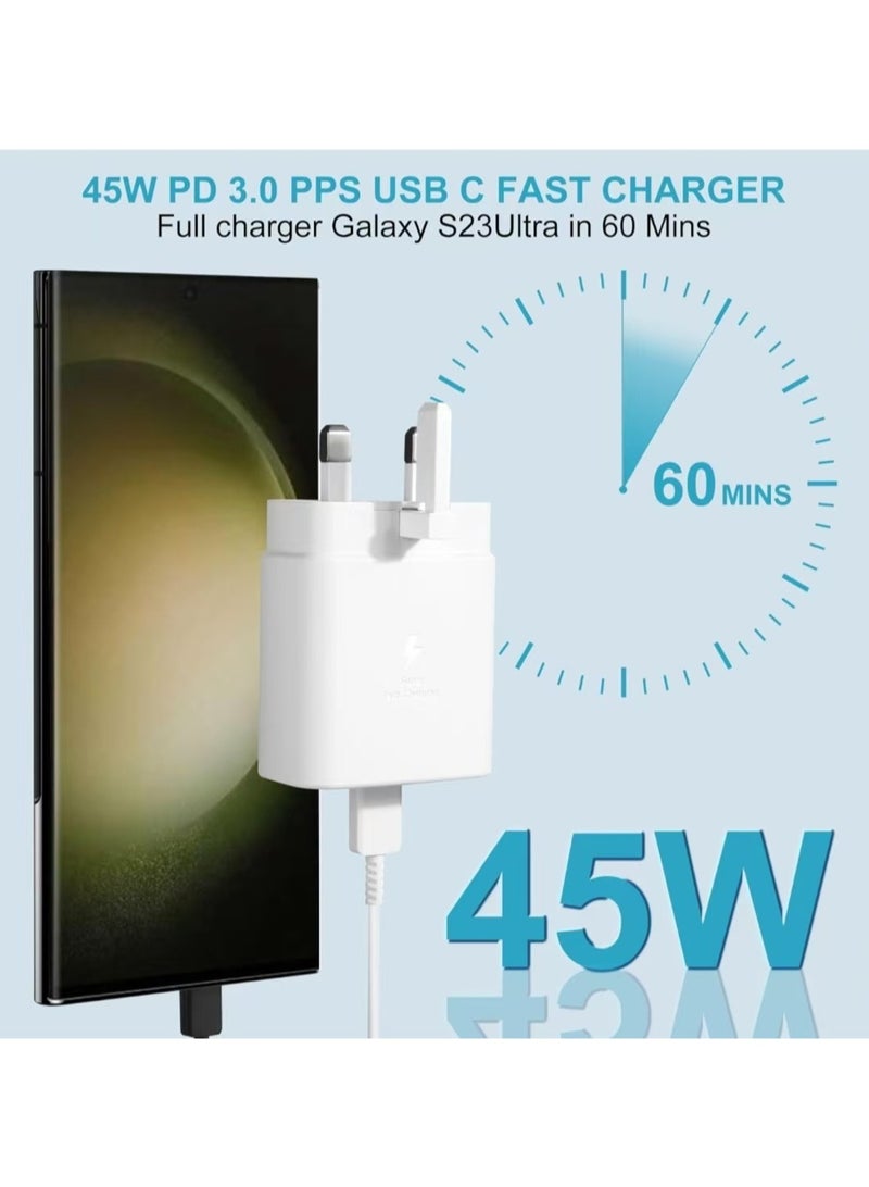FLOWING Charger Plug For Samsung Galaxy S22 S21 S20 S10 S9 S8 Note 25W Fast Charging USB Type C Also Compatible With Other Type C Devices (WHITE) - Image 2