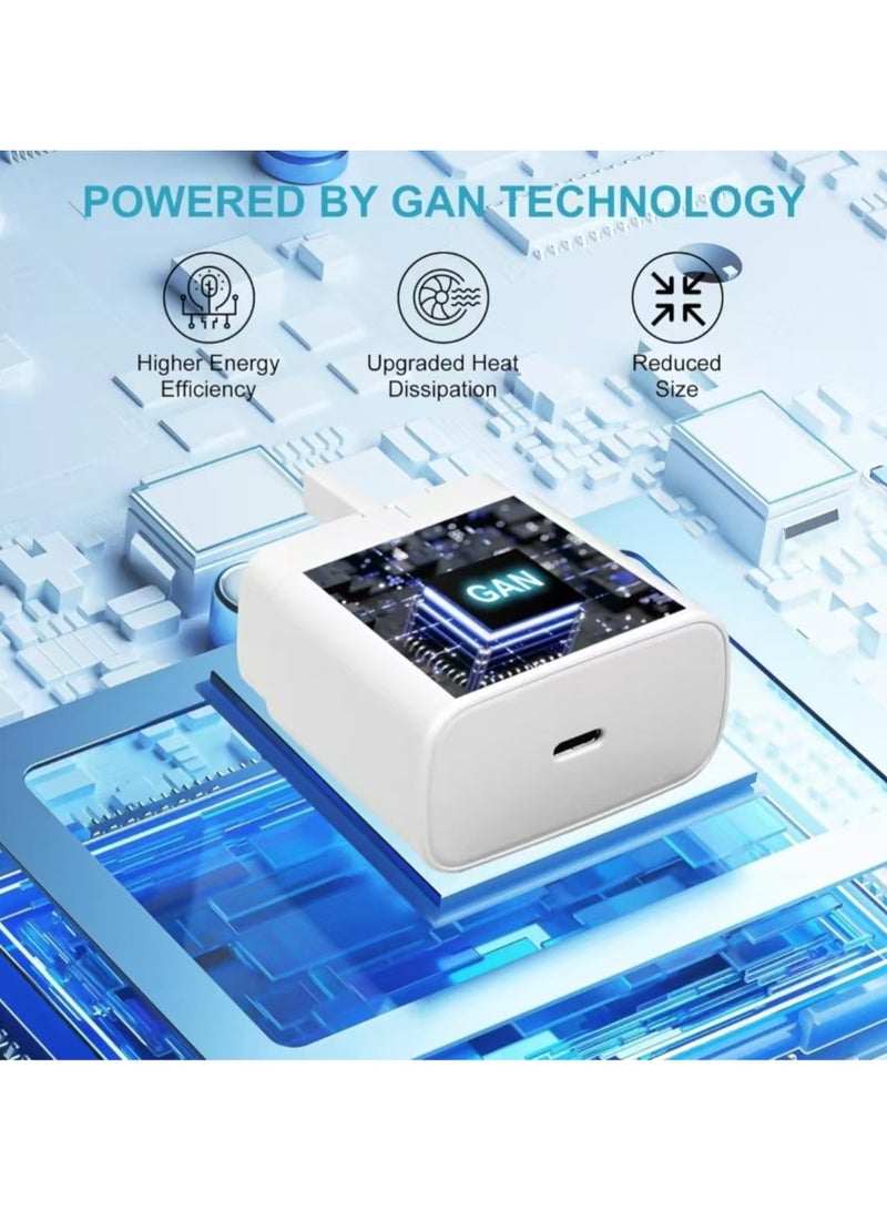 FLOWING Charger Plug For Samsung Galaxy S22 S21 S20 S10 S9 S8 Note 25W Fast Charging USB Type C Also Compatible With Other Type C Devices (WHITE) - Image 4