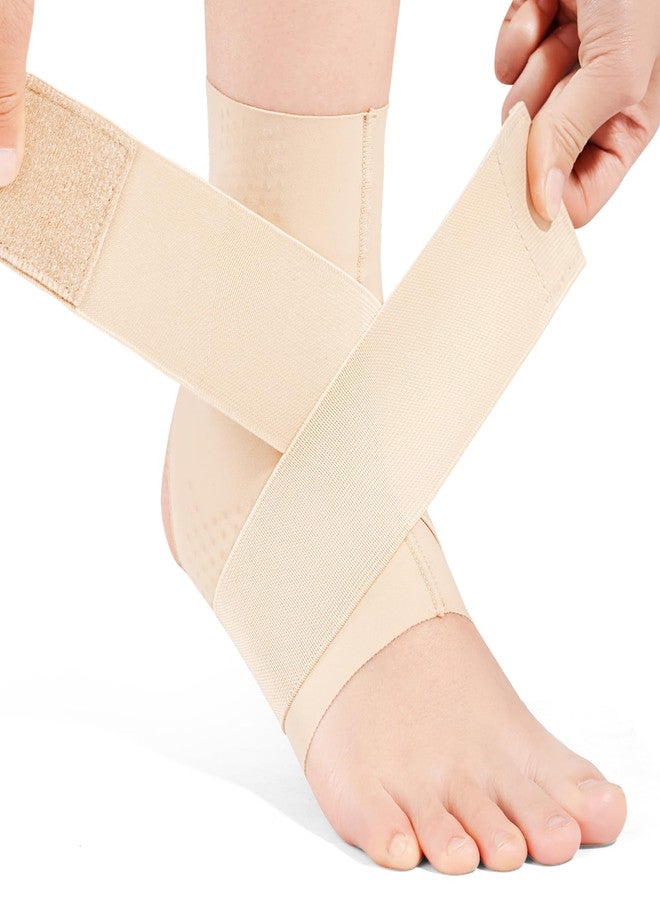 JOMVD Elastic Ankle Brace for Women&Men - Thin Lightweight Silky Compression Sleeves with Wraps for Plantar Fasciitis Sprained Ankle Injury Relief, Sports, Large - Image 1