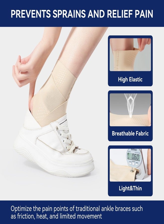 JOMVD Elastic Ankle Brace for Women&Men - Thin Lightweight Silky Compression Sleeves with Wraps for Plantar Fasciitis Sprained Ankle Injury Relief, Sports, Large - Image 3