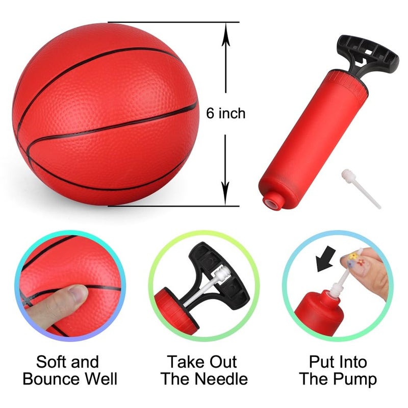 Dilabnba 6 INCH Rubber Basketball, Colorful Kids Mini Toy Ball, Children's Basketballs with Pump, Indoor Outdoor Fun Sports for Kids and Adults(7 Pack) - Image 2