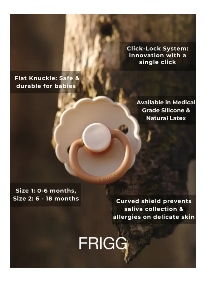 FRIGG Daisy Silicone Baby Pacifier 0-6M 1-Pack Bright White - Size 1