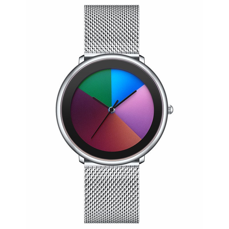 Lige Men'S Quartz Watch Personality Creative Swirl Gradient Color Watch Fashion Waterproof Boys Mesh Belt Quartz Watch - Image 1