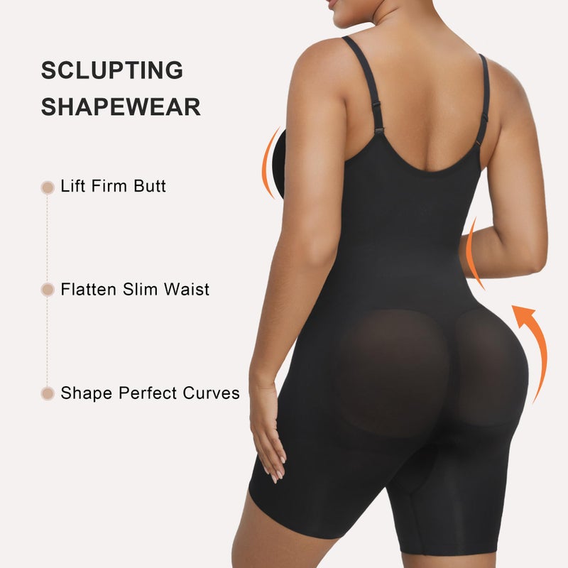 SHAPERX Shapewear Bodysuit for Women Tummy Control Seamless Zip-Up Body Shaper Waist Snatched Body Suit,SZ5862-Black-L/XL - Image 2