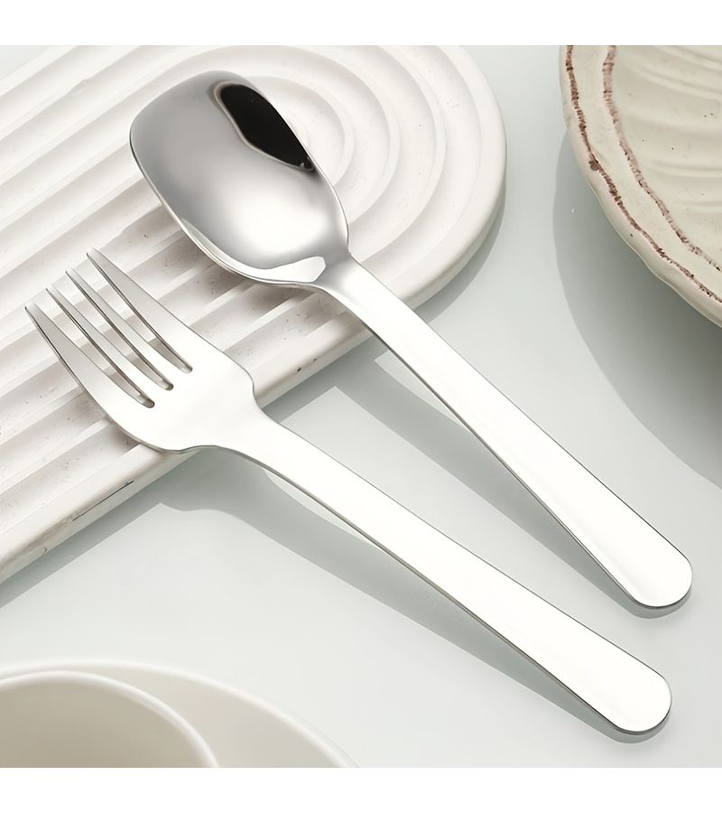 Personalized Customization Golden Color 304 Stainless Steel Spoon Set Thickened Square Headed Spoon Fork Set Portable Durable Household Eating Cutlery With Box - Image 3