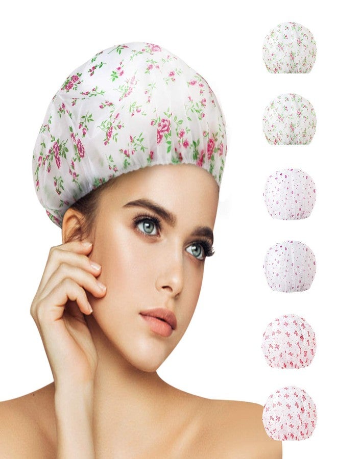 KAAS Multicolour Waterproof Elastic Band Plastic Reusable Shower Caps for Women & Men - 5 Pieces - Image 4